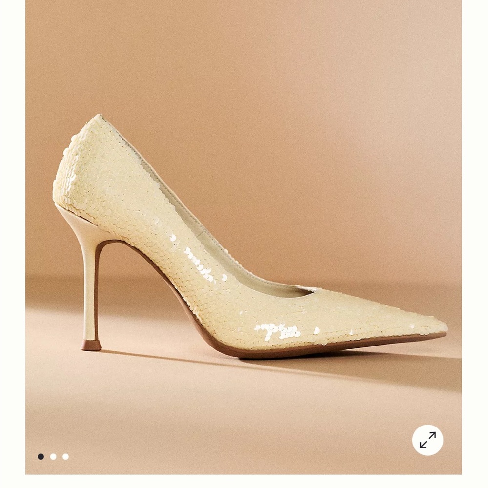 Jeffrey Campbell White/Beige Sequin Heels